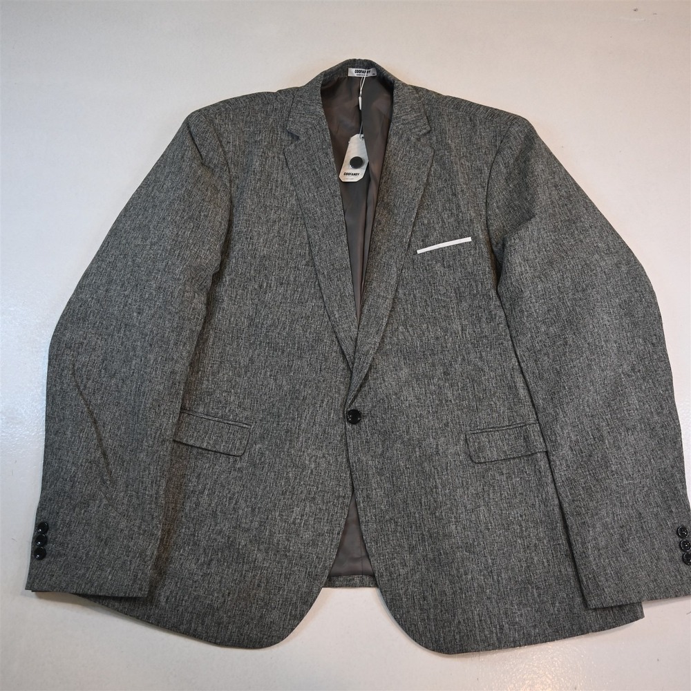 NEW Coofandy 50L 3XLR Gray Hopstitch Slub Mens Blazer Suit Jacket Sport Coat‎